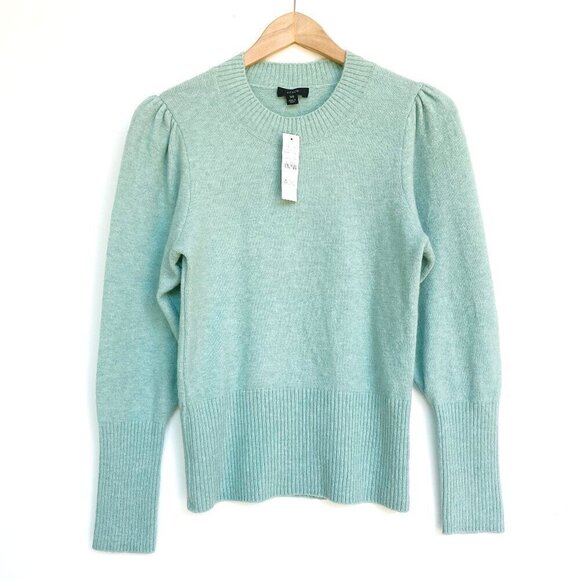 J. Crew Sweaters - NWT J.Crew Supersoft Puff Sleeve Crewneck Sweater XS Mint Green Merino Alpaca